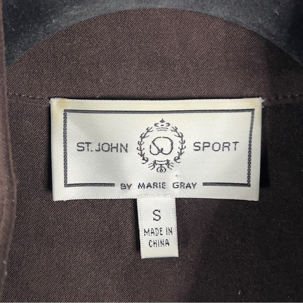 St. John Sport By‎ Marie Gray Faux Suede Snap Button Shirt Women's Small Brown - Picture 4 of 11